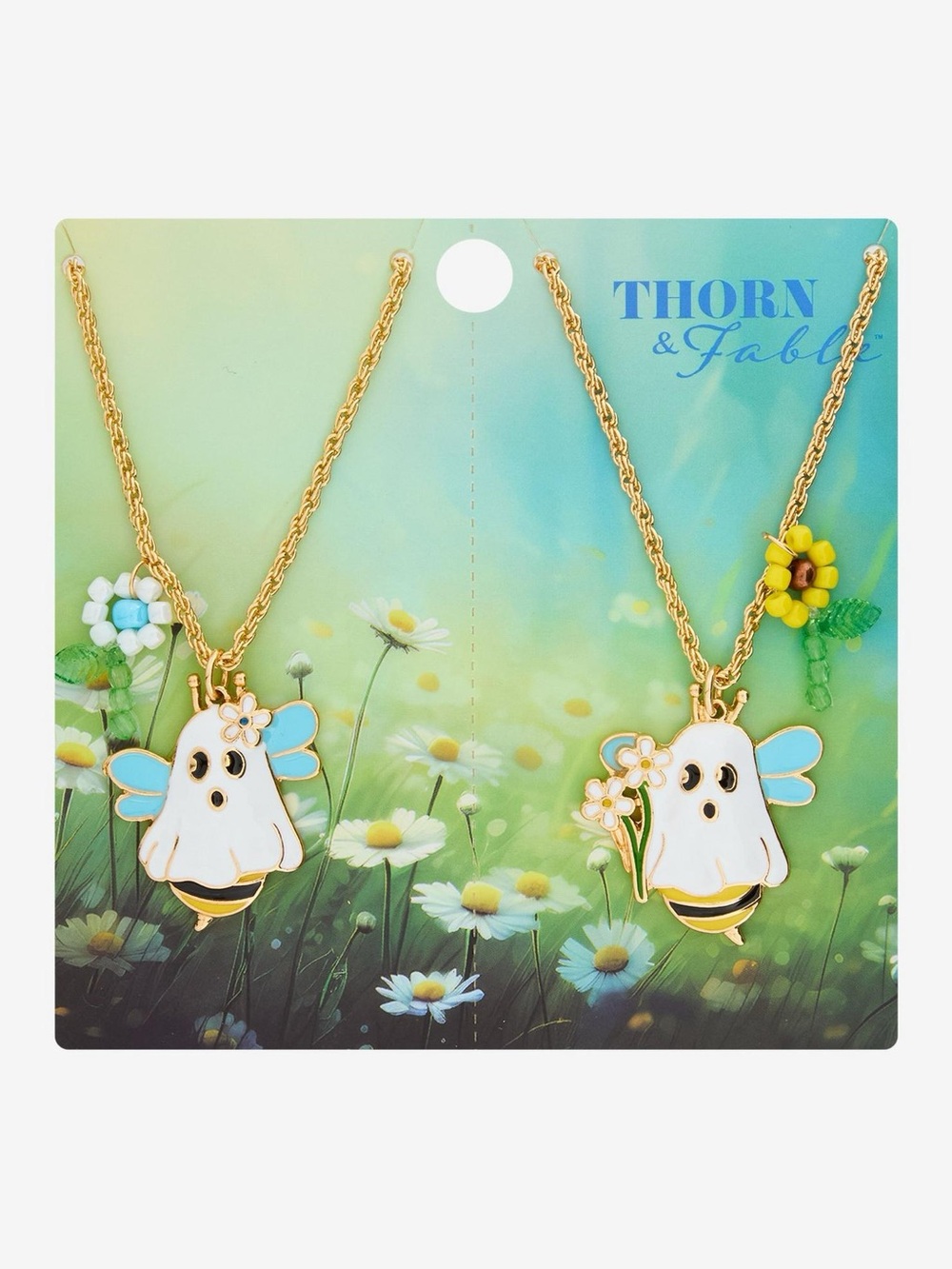 Thorn & Fable Bee Ghost Flower Best Friend Necklace Set